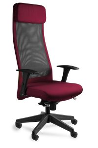 Fotel biurowy, ergonomiczny, Ares. Mesh, czarny, burgundy