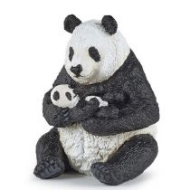 Panda z młodym siedząca