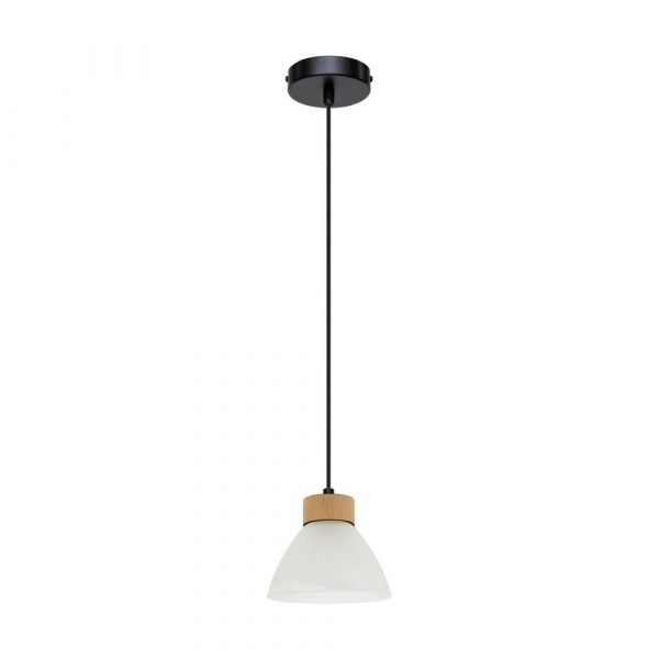 Lampa wisząca do salonu, Prahas, 14x110 cm, czarny, dąb olejowany, biały