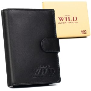 Skórzany duży rozbudowany męski portfel. Wild. RFID