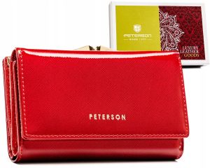 Skórzany portfel damski na bigiel i zatrzask - Peterson