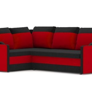 Prosty narożnik rozkładany, lewy, Milton. II, 225x175x75 cm, czarny, czerwony