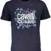 CAVALLI CLASS T-SHIRT Z KRÓTKIM RĘKAWEM MĘSKI NIEBIESKI