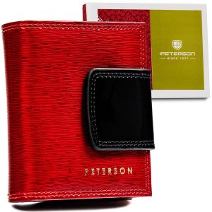 Kompaktowy portfel damski z lakierowanej skóry naturalnej - Peterson