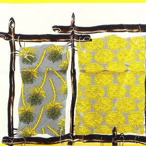 Chusta jedwabna gawroszka damska 53 x 53 cm - MARCO MAZZINI żółty z czarnym