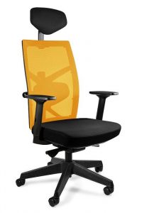 Fotel biurowy, ergonomiczny, Tune, czarny, żółty