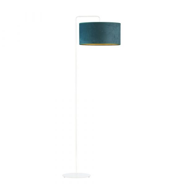 Lampa podłogowa glamour, Bolivia velur, 45x156 cm, klosz butelkowa zieleń ze złotym wnętrzem