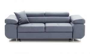 Welurowa sofa do salonu, Rigatto, 207x100x86 cm, jasny szary