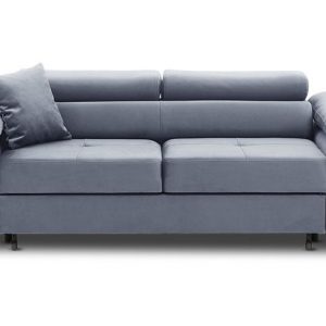 Welurowa sofa do salonu, Rigatto, 207x100x86 cm, jasny szary
