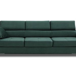 Welurowa kanapa z funkcją spania, Rigatto, 280x100x86 cm, butelkowa zieleń