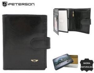Skórzany portfel męski na zatrzask - Peterson