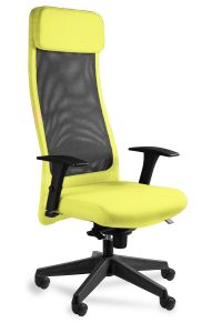 Fotel biurowy, ergonomiczny, Ares. Mesh, czarny, mustard