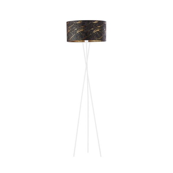 Lampa podłogowa glamour, Paryż marmur, 40x160 cm, czarny klosz