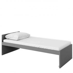Łóżko górne z materacem, Pok, 206x95x67 cm, grafit, buk ibsen, szary jasny, mat