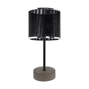 Lampa stołowa, Mila, 14x27 cm, beton szary, czarny, chrom