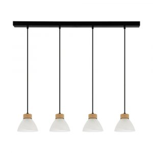 Lampa wisząca nowoczesna, Prahas, 14x75x110 cm, czarny, dąb olejowany, biały