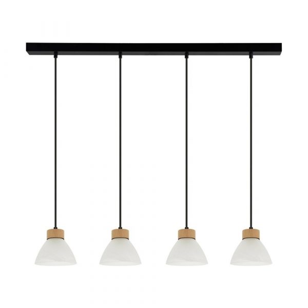 Lampa wisząca nowoczesna, Prahas, 14x75x110 cm, czarny, dąb olejowany, biały