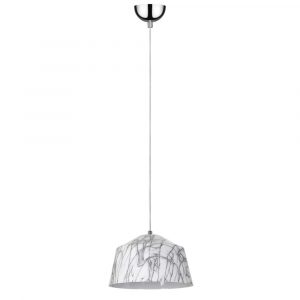 Lampa wisząca pojedyncza, Natura, 28x105 cm, chrom, biały, szary