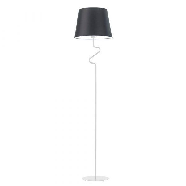 Lampa stojąca do salonu, Fogo, 37x174 cm, czarny klosz