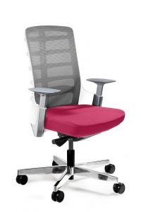 Fotel biurowy, krzesło obrotowe, Spinelly. M, biały, magenta