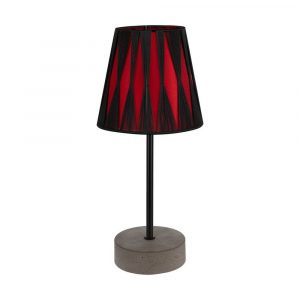 Lampa stołowa, Mila, 14x27 cm, beton szary, czarny, czerwony