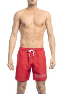 Modny, markowy strój kapielowy. Bikkembergs. Beachwear model. BKK1MBM01 kolor. Czerwony. Odzież męska. Sezon: