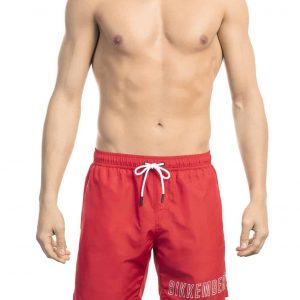 Modny, markowy strój kapielowy. Bikkembergs. Beachwear model. BKK1MBM01 kolor. Czerwony. Odzież męska. Sezon: