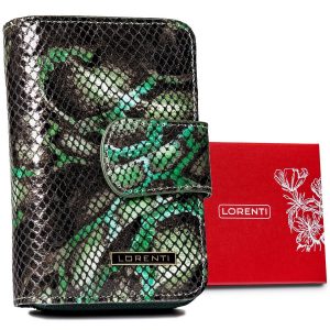 Skórzany portfel na karty z wężowym wzorem — Lorenti