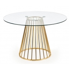 Okrągły szklany stół Liverpool 120 cm złoty glamour