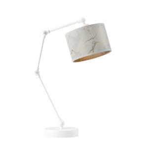 Regulowana lampka do pracy, nauki, Asmara marmur, 20x50 cm, biały klosz
