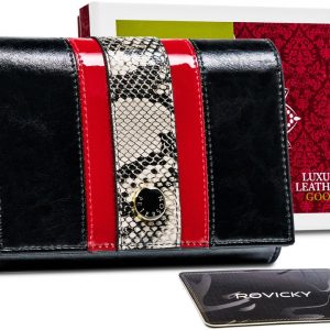 Elegancki portfel damski ze wzorem wężowej skóry. RFID - Peterson