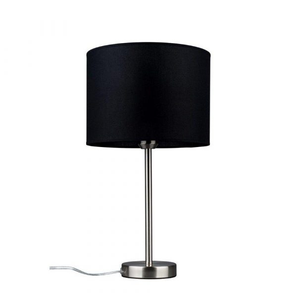 Lampa stołowa, biurowa, nocna, Tamara, 25x49 cm, satyna, czarny