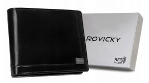 Duży, skórzany portfel męski z systemem. RFID - Rovicky