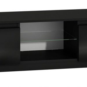Szafka pod telewizor, stolik rtv, 140x40x36 cm, czerń, połysk