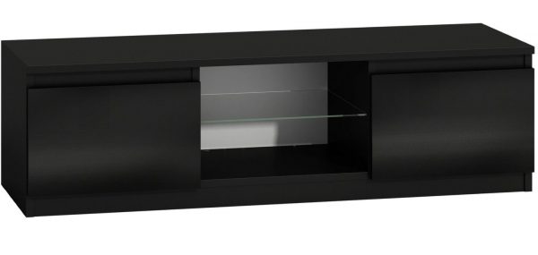 Szafka pod telewizor, stolik rtv, 140x40x36 cm, czerń, połysk