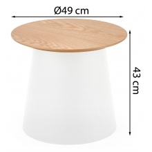Okrągły stolik kawowy. Azzura-S 49 cm naturalny/biały