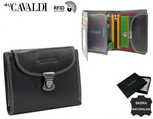 Średni, skórzany portfel damski na zatrzask - 4U Cavaldi