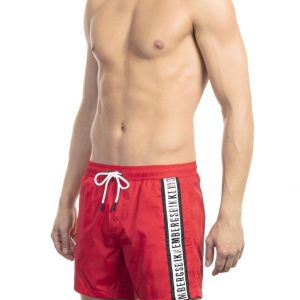 Modny, markowy strój kapielowy. Bikkembergs. Beachwear model. BKK1MBS02 kolor. Czerwony. Odzież męska. Sezon: