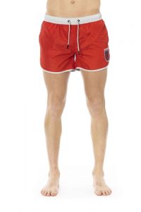 Modny, markowy strój kapielowy. Bikkembergs. Beachwear model. BKK1MBS04 kolor. Czerwony. Odzież męska. Sezon: