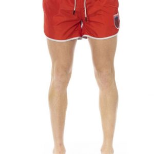 Modny, markowy strój kapielowy. Bikkembergs. Beachwear model. BKK1MBS04 kolor. Czerwony. Odzież męska. Sezon: