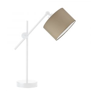 Nowoczesna lampa stołowa, regulowana, Mali, 20x50 cm, beżowy klosz