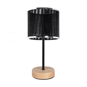 Lampa stołowa, Mila, 14x27 cm, brzoza, czarny, chrom