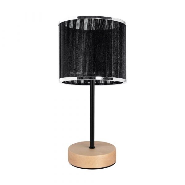 Lampa stołowa, Mila, 14x27 cm, brzoza, czarny, chrom