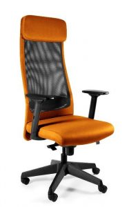 Fotel biurowy, ergonomiczny, Ares. Mesh, czarny, mandarin