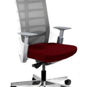 Fotel biurowy, krzesło obrotowe, Spinelly. M, biały, deepred