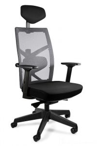 Fotel biurowy, ergonomiczny, Tune, czarny, szary