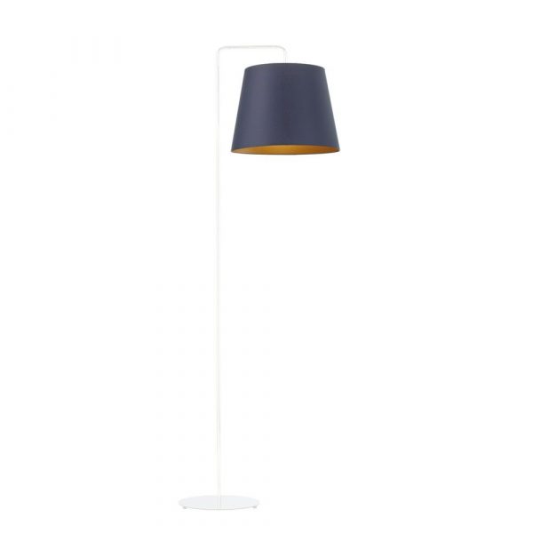 Lampa stojąca, Rijad gold, 43x156 cm, granatowy klosz ze złotym wnętrzem