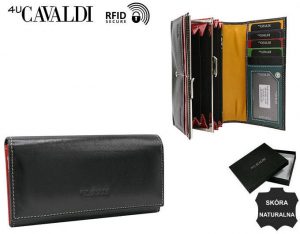 Skórzany portfel damski na zatrzask - 4U Cavaldi