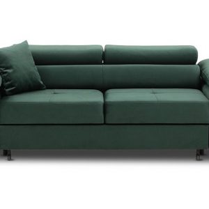 Welurowa sofa do salonu, Rigatto, 207x100x86 cm, butelkowa zieleń