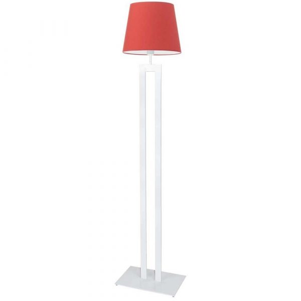 Lampa podłogowa do salonu, Vegas, 40x172 cm, czerwony klosz